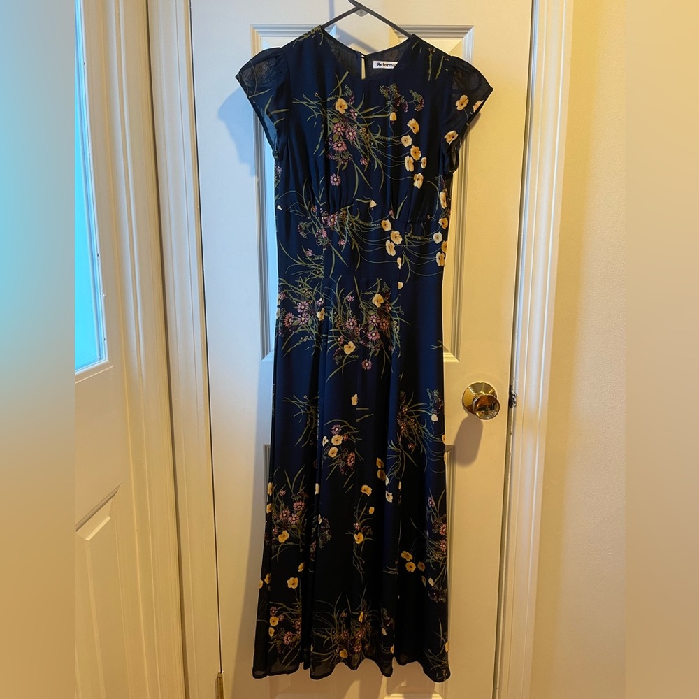 Reformation Hayden Midi Dress in Madamoiselle, size 0.